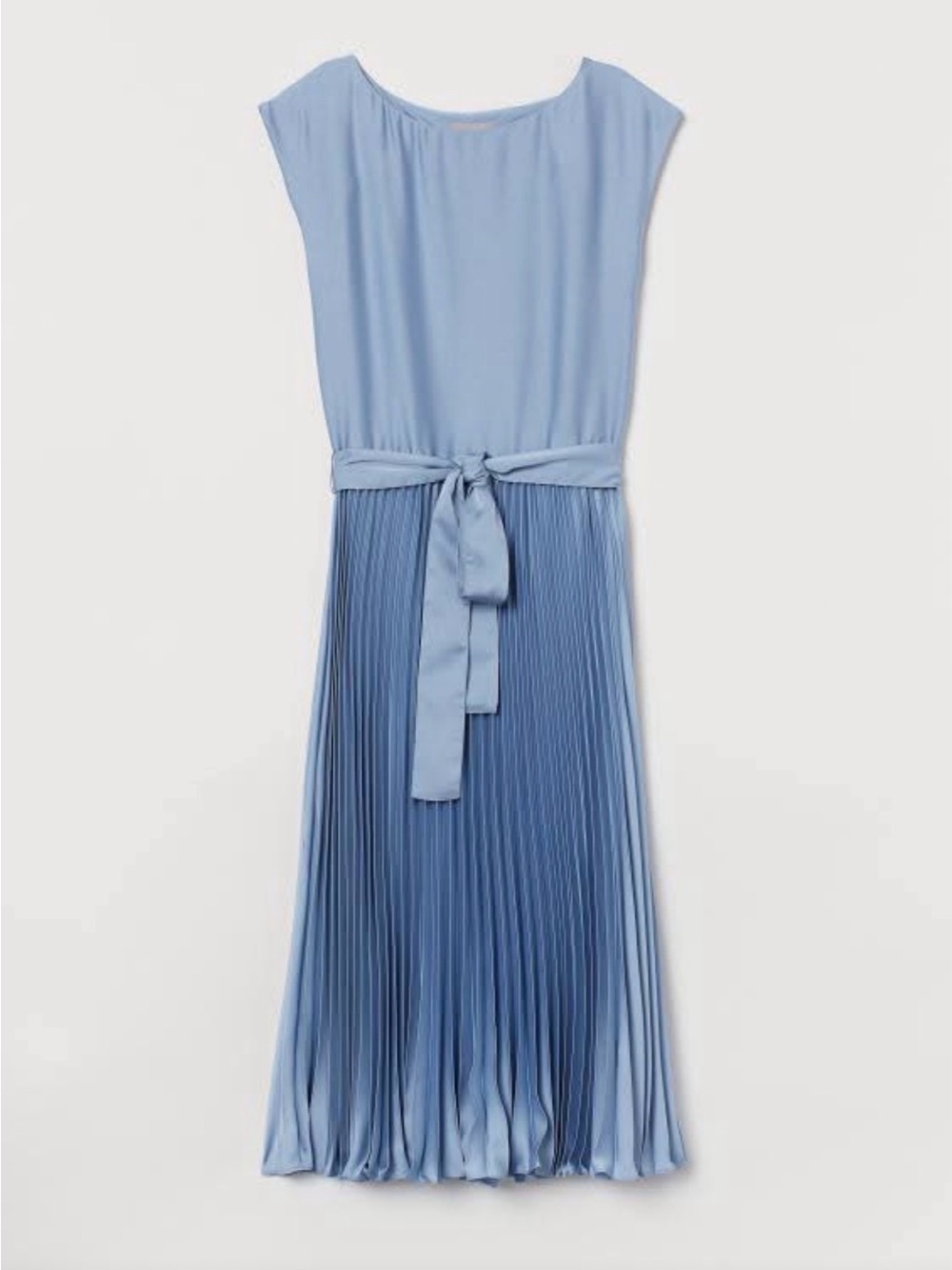 H&M Soft Blue Satin Dress with Scoop Neck
